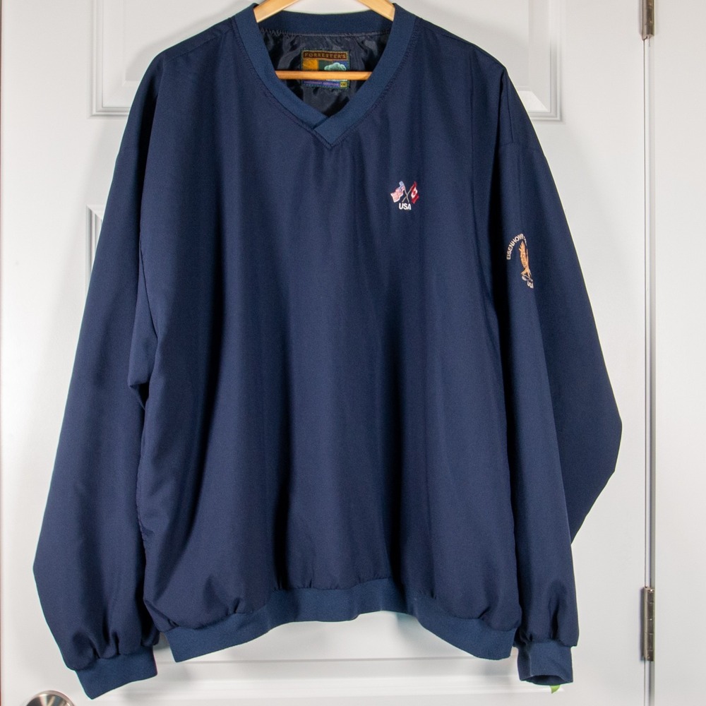 Vtg 90s Forrester's USAFA Eisenhower Golf Club Pullover Jacket Windbreaker Navy
